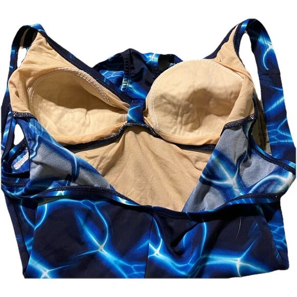 Speedo Endurance Swimsuit Women's Size 10 Blue Black Lined One Piece - Picture 6 of 6